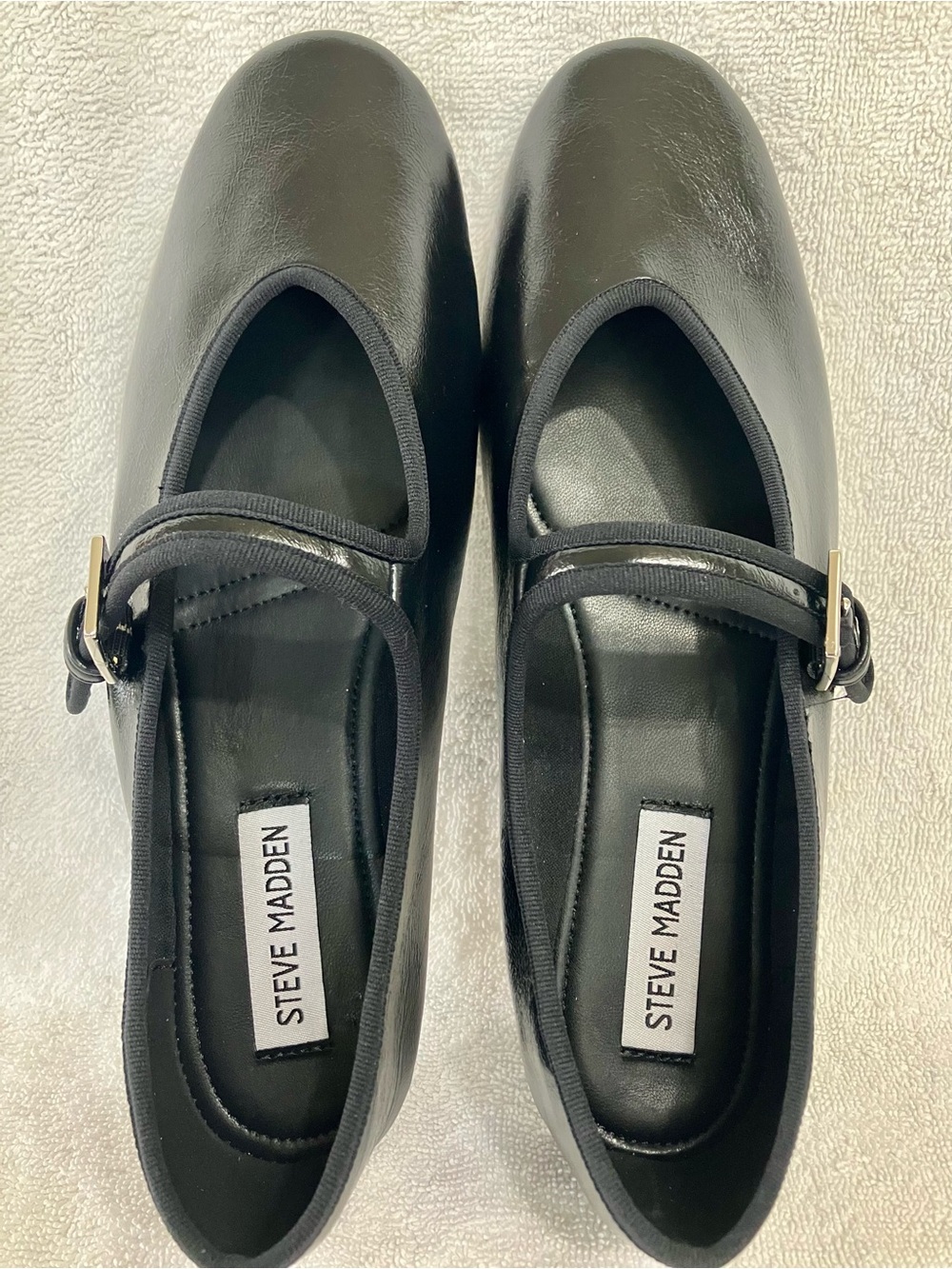 Steve Madden Black Mary Jane Ballet Flats with Buckle